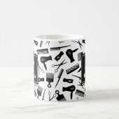 Mit Monogramm Schwarz-weißes Haarmuster Kaffeetasse (Mittel)