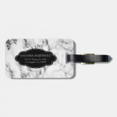 Mit Monogramm Schwarz-weißes Marmorsteinmuster Gepäckanhänger (Rückseite horizontal)