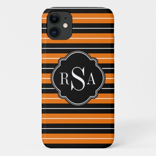 Mit Monogramm Schwarz-weißes Orangenmuster Case-Mate iPhone Hülle (Rückseite)