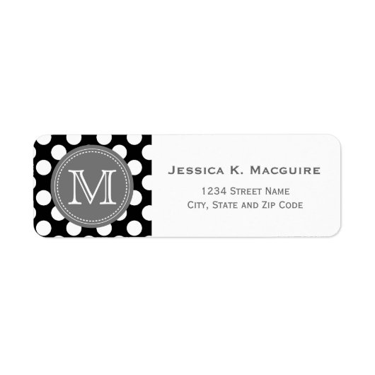 Mit Monogramm Schwarz-weißes Polka Dot Muster (Vorne)