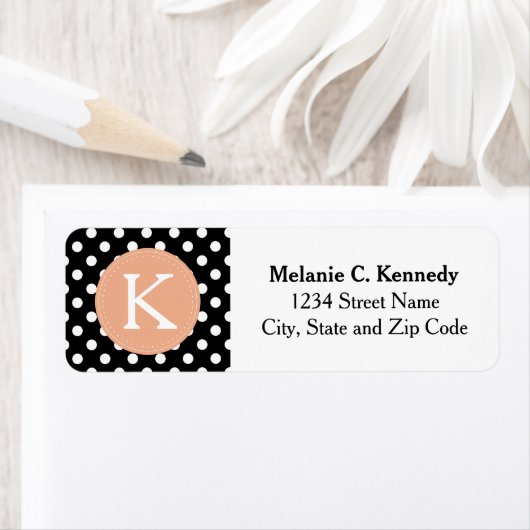 Mit Monogramm Schwarz-weißes Polka Dot Muster (Insitu)