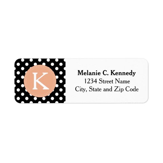 Mit Monogramm Schwarz-weißes Polka Dot Muster (Vorne)