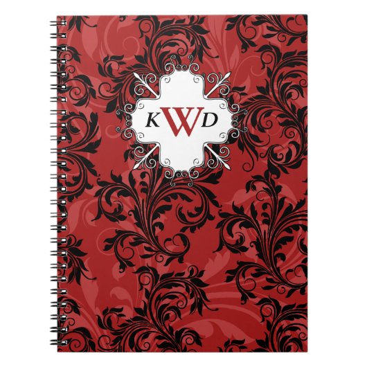 Mit Monogramm Schwarz-weißes ScrollNotebook Notizblock (Vorderseite)
