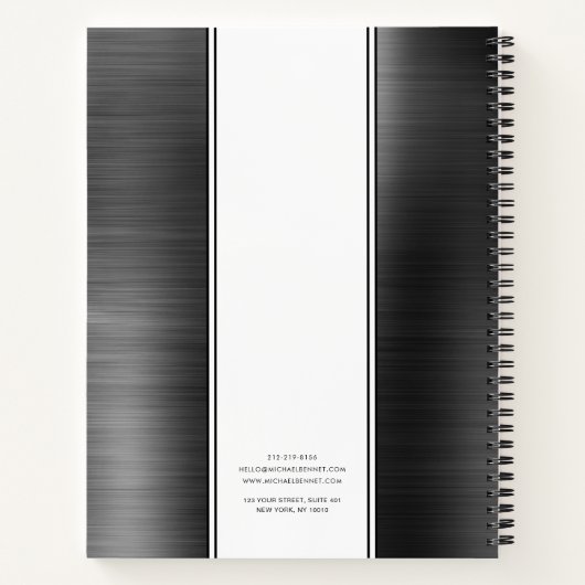 Mit Monogramm Schwarzbrushed-Metallgeschäft Notizblock (Rückseite)