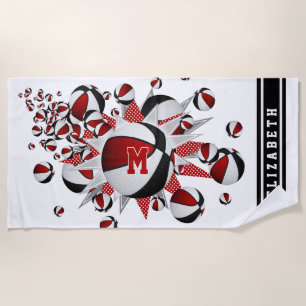 mit Monogramm schwarze Basketball-Stars Strandtuch