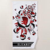 mit Monogramm schwarze Basketball-Stars Strandtuch (Vorderseite)