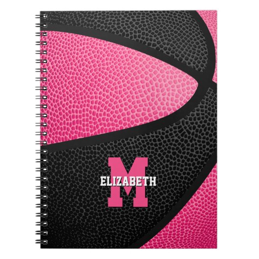 mit Monogramm schwarze Basketballmädchen Notizblock (Vorderseite)