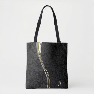 Mit Monogramm schwarze Damaskus-Wellenstreifen Tasche
