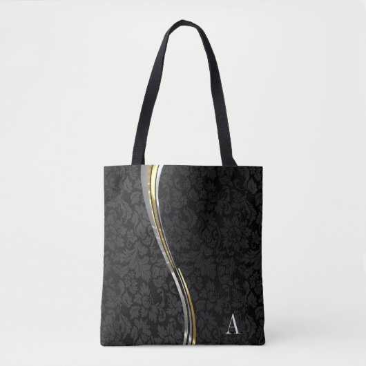 Mit Monogramm schwarze Damaskus-Wellenstreifen Tasche (Vorderseite)