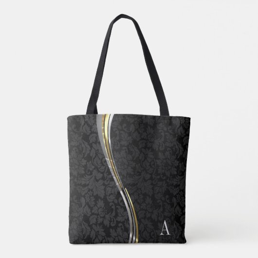 Mit Monogramm schwarze Damaskus-Wellenstreifen Tasche (Rückseite)