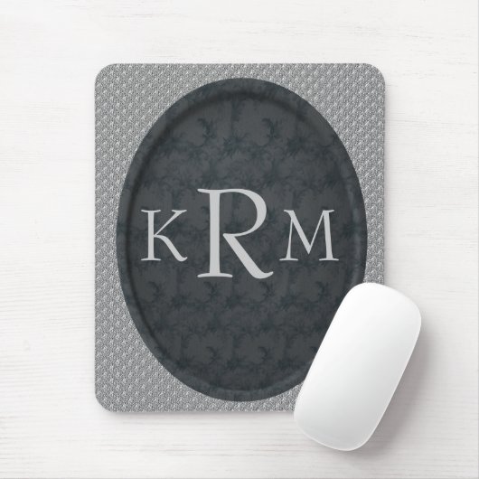Mit Monogramm Schwarze Flora-Mousepad Mousepad (Mit Mouse)
