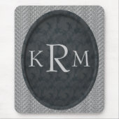 Mit Monogramm Schwarze Flora-Mousepad Mousepad (Vorne)
