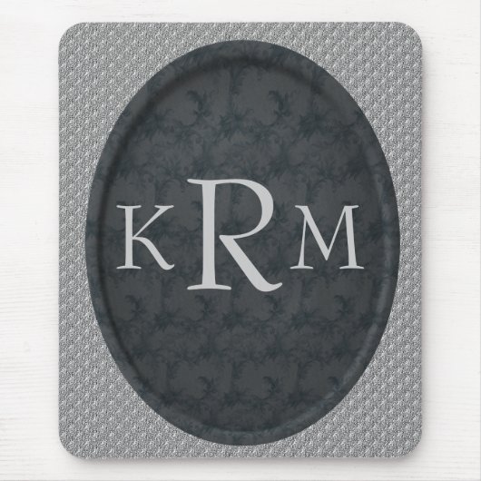 Mit Monogramm Schwarze Flora-Mousepad Mousepad (Vorne)