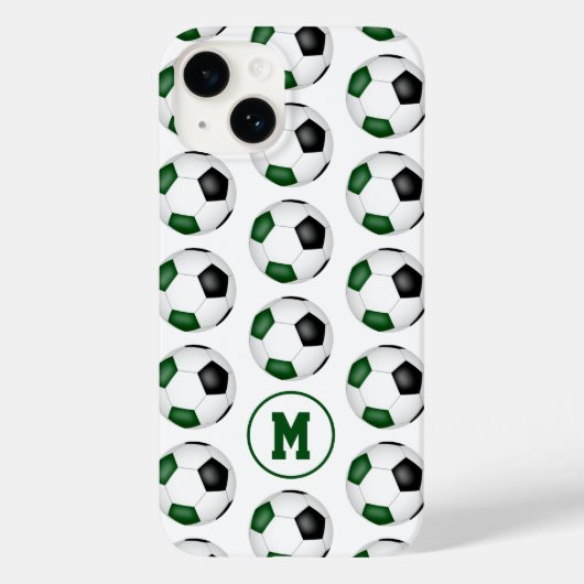mit Monogramm schwarze Fußbälle Case-Mate iPhone Hülle (Rückseite)