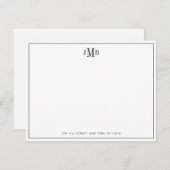 Mit Monogramm schwarze Grenze Dankeskarte (Vorne/Hinten)