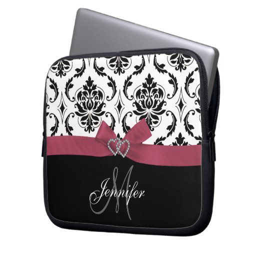 Mit Monogramm schwarze Laptopschutzhülle (Vorderseite Links)