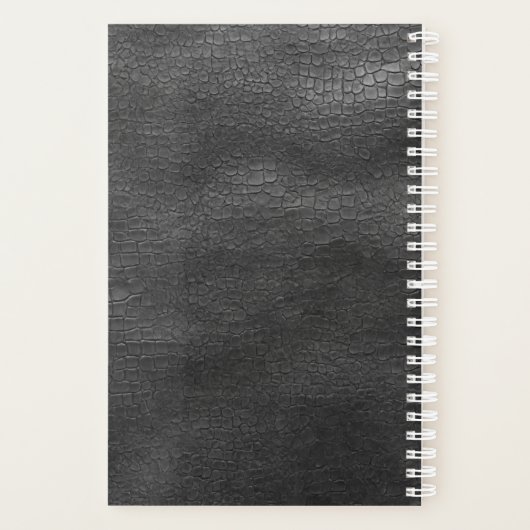 Mit Monogramm Schwarze Leder-Gold-Initialen Name 2 Planer (Rückseite)