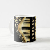 Mit Monogramm, schwarze und goldene Noten und Schl Kaffeetasse (Vorderseite Links)