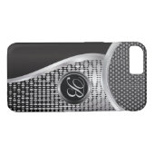 Mit Monogramm schwarze und silberne Masche Case-Mate iPhone Hülle (Rückseite (Horizontal))