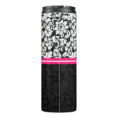 Mit Monogramm schwarze und weiße Damast Thermosbecher (Rückseite)