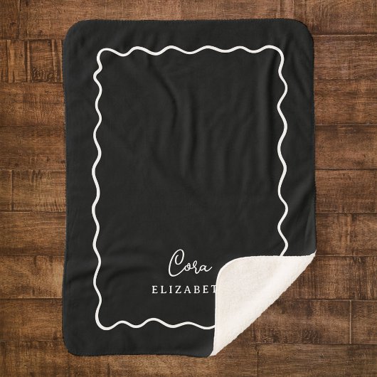 Mit Monogramm schwarze und weiße Grenze Sherpadecke