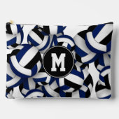 mit Monogramm schwarze Volleyballmuster Zubehörtasche (Vorderseite)