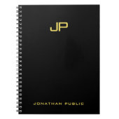 Mit Monogramm Schwarze Vorlage Modernes Elegantes Notizblock (Vorderseite)