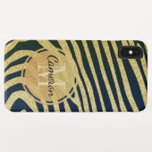 Mit Monogramm schwarze Zebrastreifen auf Gold Case-Mate iPhone Hülle (Rückseite (Horizontal))