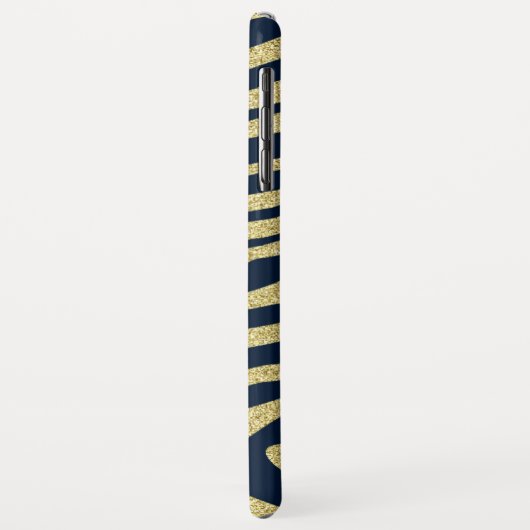 Mit Monogramm schwarze Zebrastreifen auf Gold Case-Mate iPhone Hülle (Hinten/Links)