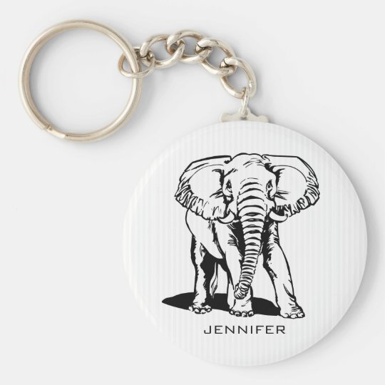 Mit Monogramm schwarzer Elefant Schlüsselanhänger