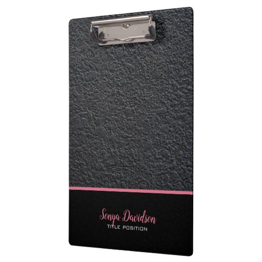 Mit Monogramm schwarzer Granit und rosa Streifen Klemmbrett (Links)