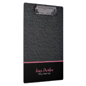 Mit Monogramm schwarzer Granit und rosa Streifen Klemmbrett (Rechts)