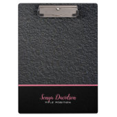 Mit Monogramm schwarzer Granit und rosa Streifen Klemmbrett (Vorderseite)