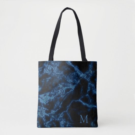 Mit Monogramm schwarzer Hintergrund und blauer Gli Tasche (Vorderseite)