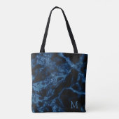 Mit Monogramm schwarzer Hintergrund und blauer Gli Tasche (Rückseite)