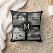 Mit Monogramm schwarzer Kranz mit Namen, Ostdatum Kissen (Decke)