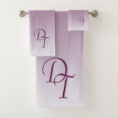 Mit Monogramm - schwarzer Magenta ombre Badhandtuch Set (Insitu)