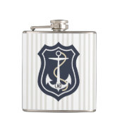 Mit Monogramm schwarzer Nautikanker Flachmann (Vorderseite)