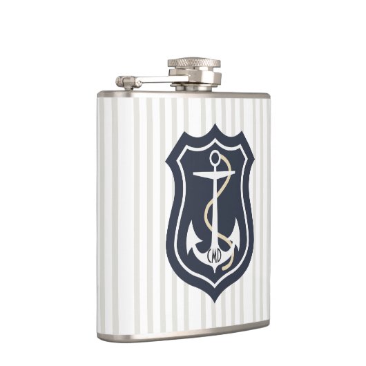 Mit Monogramm schwarzer Nautikanker Flachmann (Rechts)