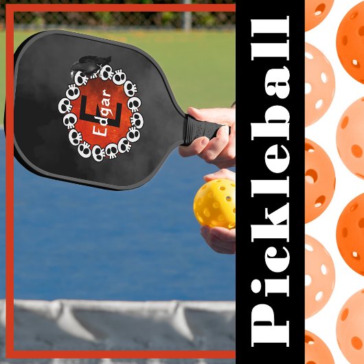 Mit Monogramm schwarzer Raven und Burnt Orange Moo Pickleball Schläger