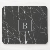 Mit Monogramm, schwarzer und grauer Marmorstein Mousepad (Vorne)