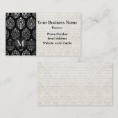 Mit Monogramm schwarzer und silberner Damast Visitenkarte (Vorne/Hinten)