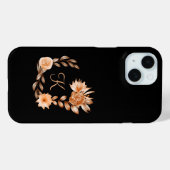 Mit Monogramm Schwarzes Brot und Pfirsichblüten Case-Mate iPhone Hülle (Rückseite (Horizontal))