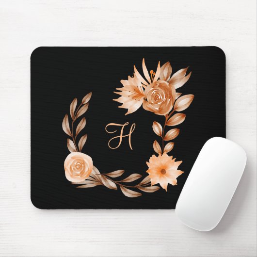 Mit Monogramm Schwarzes Brot und Pfirsichblüten Mousepad (Mit Mouse)