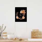 Mit Monogramm Schwarzes Brot und Pfirsichblüten Poster (Küche)