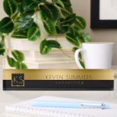 Mit Monogramm, schwarzes Design Namensplakette