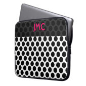 Mit Monogramm schwarzes Dottie Laptopschutzhülle (Vorderseite Links)