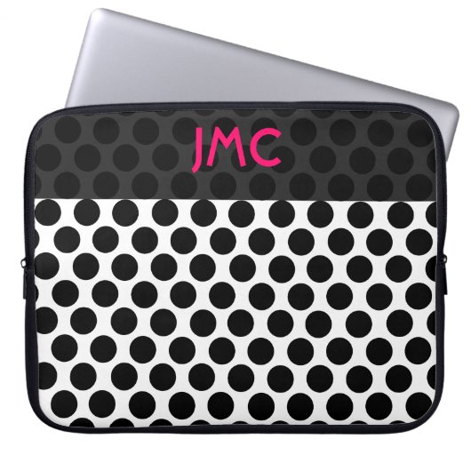 Mit Monogramm schwarzes Dottie Laptopschutzhülle (Vorderseite)