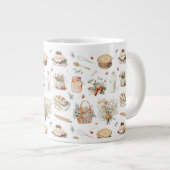 Mit Monogramm schwarzes Erdbeerland Jumbo-Tasse (Vorderseite Rechts)