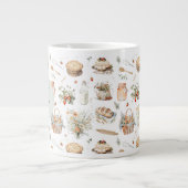 Mit Monogramm schwarzes Erdbeerland Jumbo-Tasse (Vorderseite)